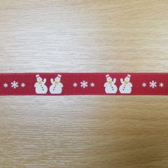 Satin Ribbon: Snowman Red 15mm