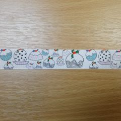 Satin Ribbon: Christmas Puddings 25mm