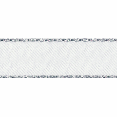 Lurex Edge Satin Ribbon: White 15mm