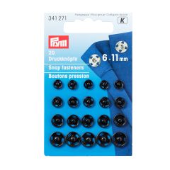 Prym | 6-11mm Sew-On Snap Fasteners: Black | 341271