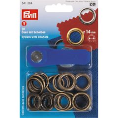 Prym | 14mm Eyelets + Washers: Antique Brass | 541364