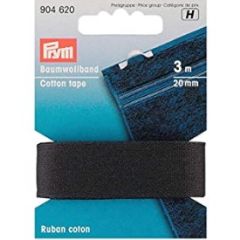 Prym | 20mm Cotton Tape: Black | 904620