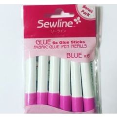 Sewline | Fabric Glue Pen Refill: Blue 6 Pack