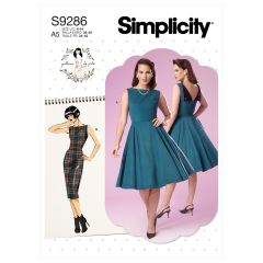 Simplicity Pattern | S9286 E5 | Misses' Fold-back Facing Dresses