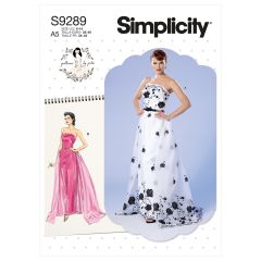 Simplicity Pattern | S9289 E5 | Misses' Strapless Dress, Detachable Train and Belt