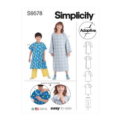 Simplicity Pattern | S9578 K5 | Children's, Girls' and Boys' Recovery Gowns and Pants