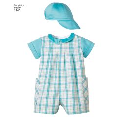 Simplicity Pattern | 1447 A | Babies' Romper, Dress, Top, Panties and Hats