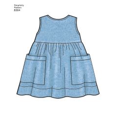 Simplicity Pattern | 8304 A | Babies', Leggings, Top, Dress, Bibs and Headband in three sizes