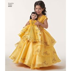 Simplicity Pattern | 8405 A | Disney Beauty and the Beast Costume for Child and 18" Doll