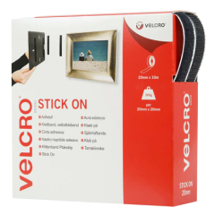 Velcro | Stick On Tape 20mm: Black | per metre